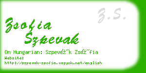 zsofia szpevak business card